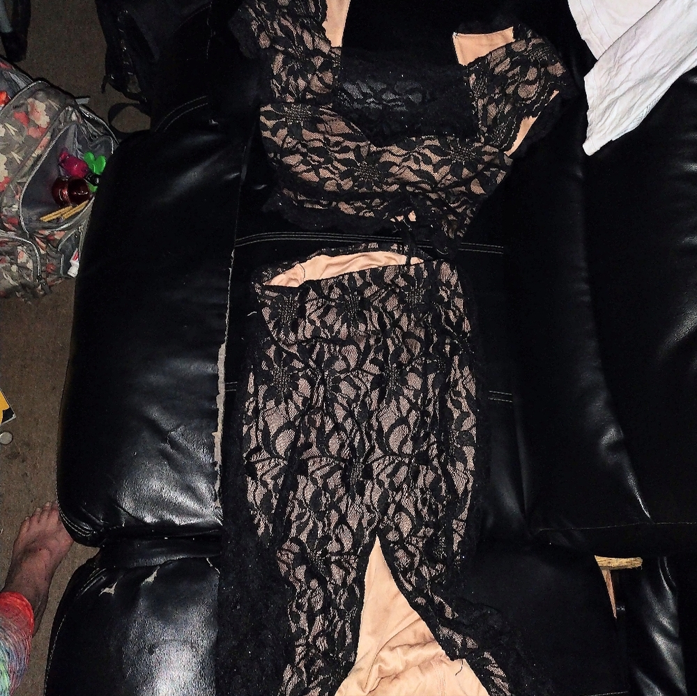 Long black lace formal Gown